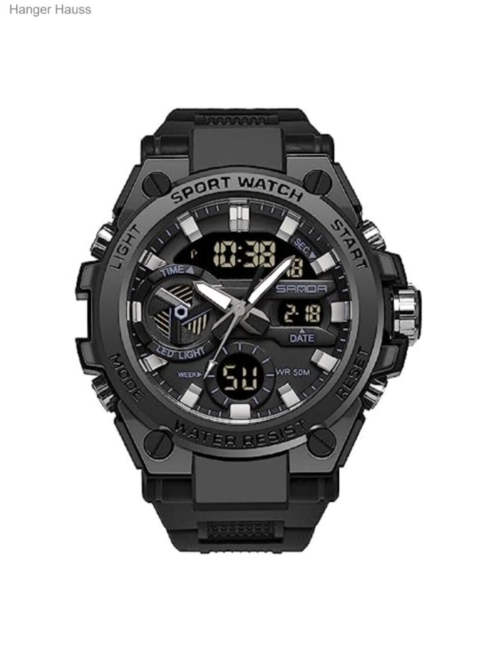 Men's Military Sport Watch Waterproof Multifunction LED Alarm Stopwatch Dual